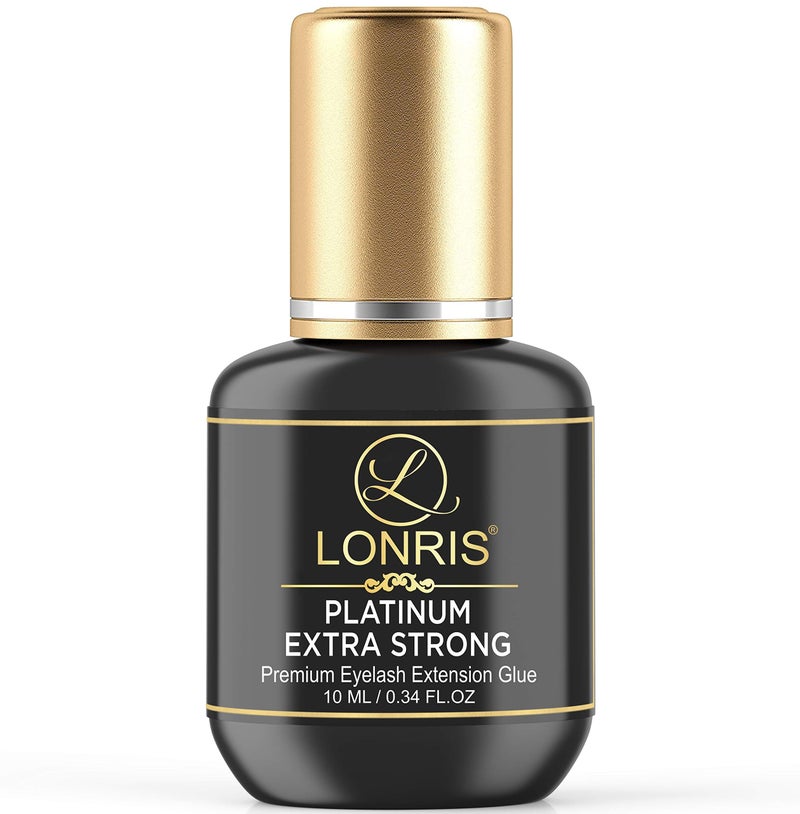 LONRIS 8-9 Weeks Retention/Volume Eyelash Extension Glue/Platinum Extra Strong LONRIS Lash / 0.5-1 Sec Drying time/Maximum Bonding/Semi-Permanent Extensions Supplies/Professional Use Black Adhesive (10 ML) - Image 1